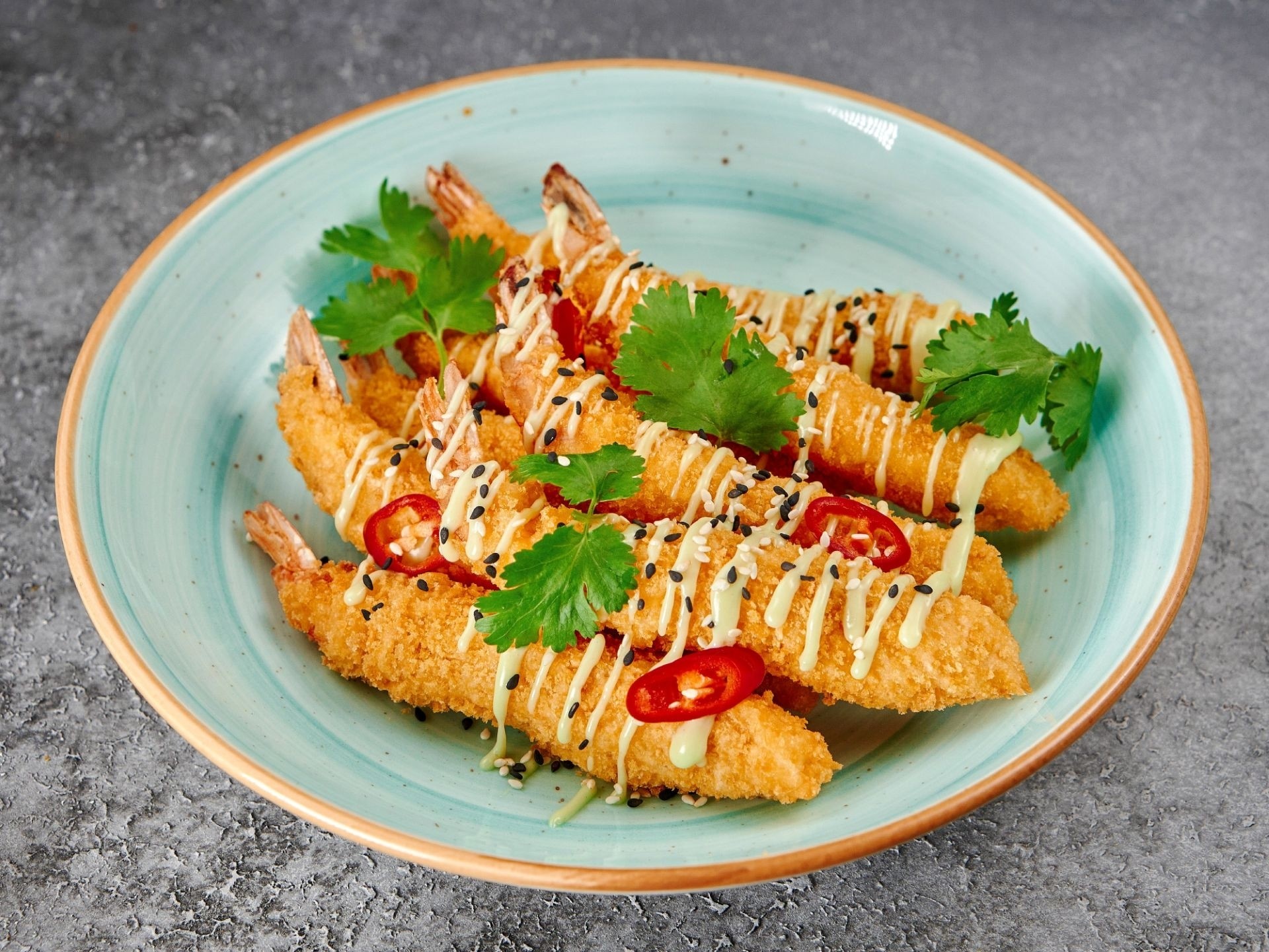 Креветки панко с соусом Юдзу майо