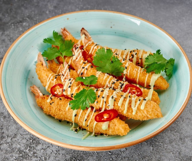 Креветки панко с соусом Юдзу майо