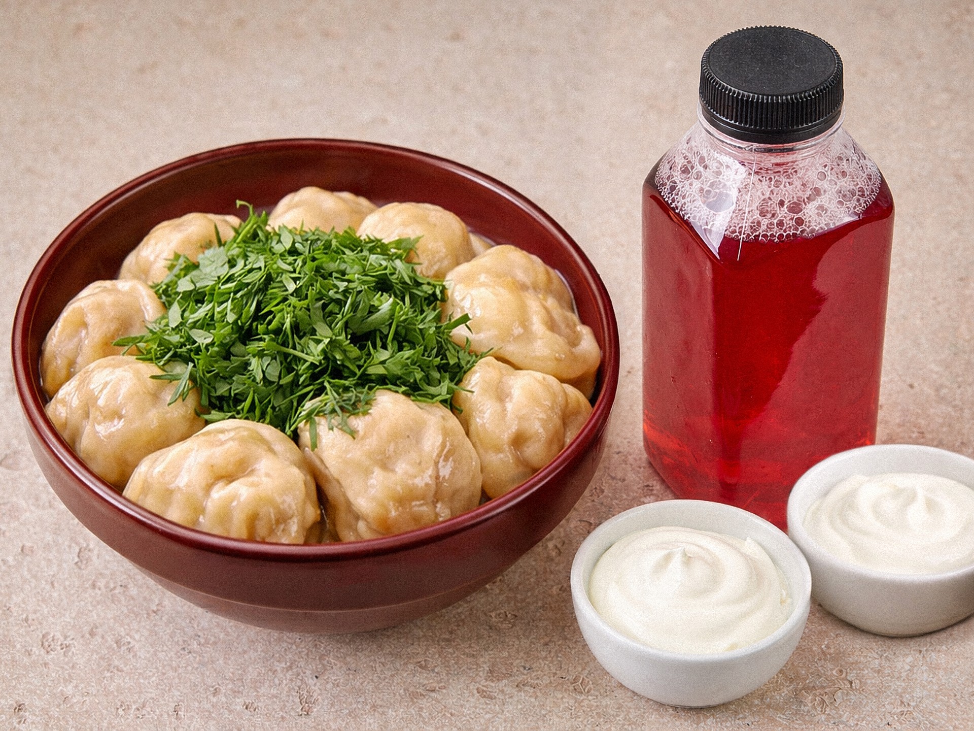 Комбо на двоих: Пельмени Сибирские 25 шт+Сметана 2 шт+Морс клюквенный 0,5