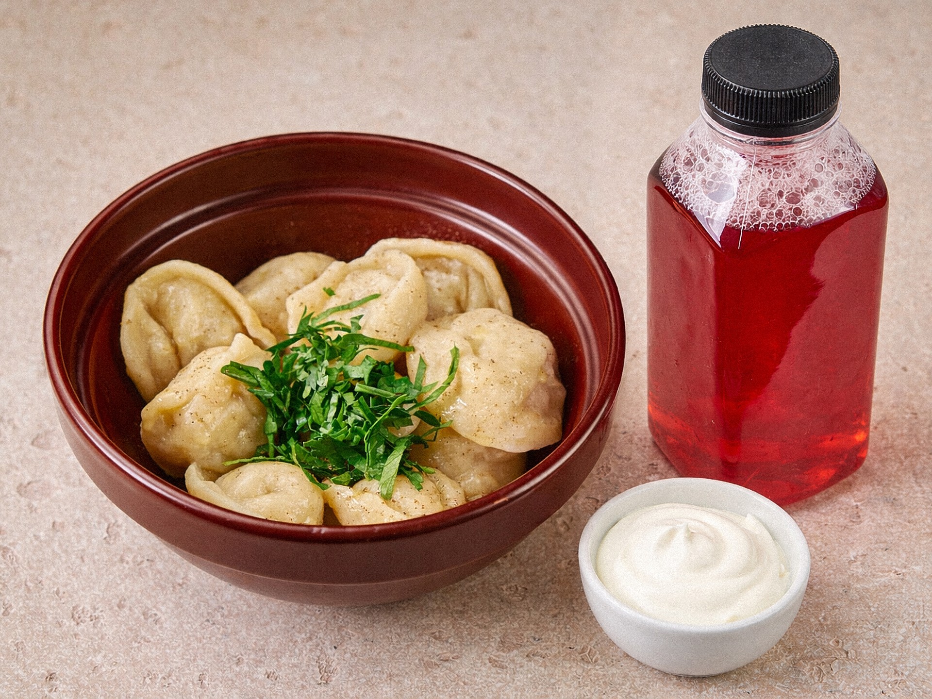 Комбо Сытный: Пельмени Сибирские 15 шт+Сметана+Морс клюквенный 0,5